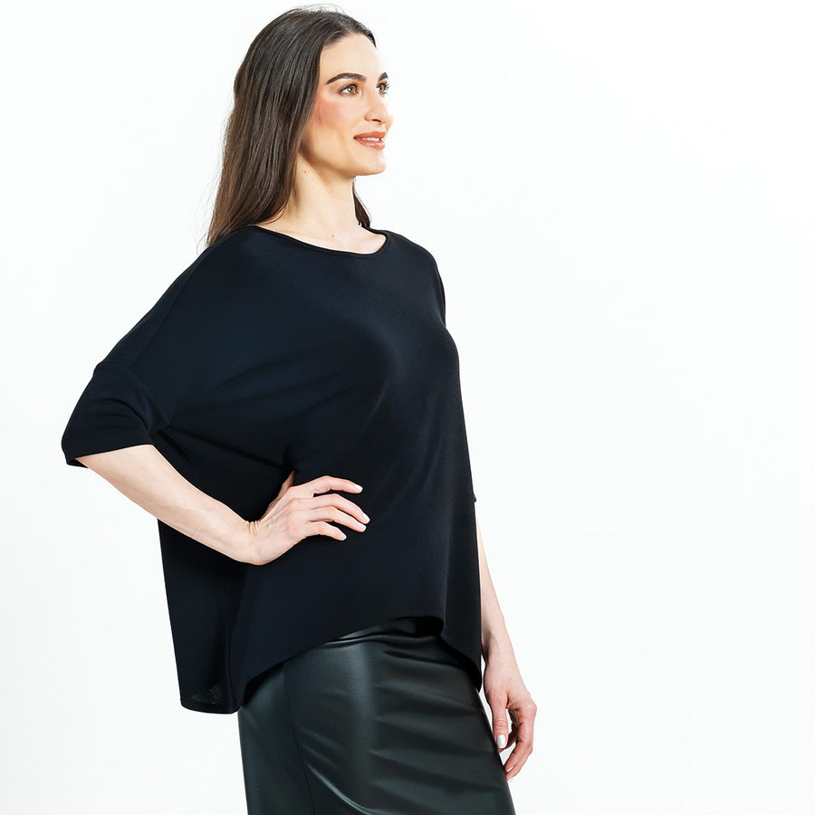 Ultra Cozy - Side Tipped Sweater Top - Black
