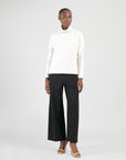 Soft Ribbed - Cowl Turtleneck Sweater Top - Oatmeal