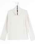 Soft Ribbed - Cowl Turtleneck Sweater Top - Oatmeal