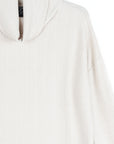 Soft Ribbed - Cowl Turtleneck Sweater Top - Oatmeal
