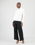 Soft Ribbed - Cowl Turtleneck Sweater Top - Oatmeal