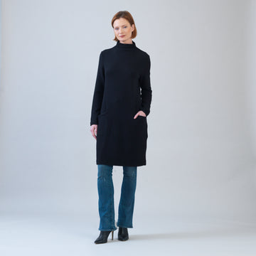 Chunky Ribbed - Tunic Pocket Sweater Dress - Black - Final Sale!
