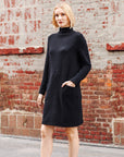 Chunky Ribbed - Tunic Pocket Sweater Dress - Black - Final Sale!