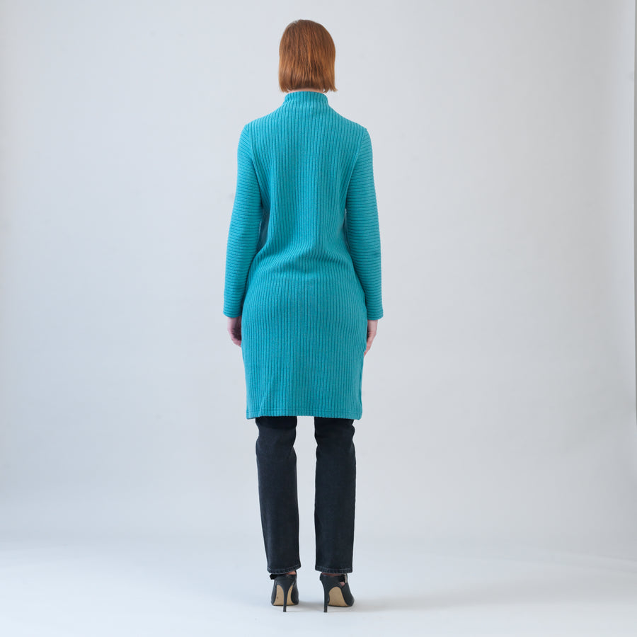 Chunky Ribbed - Tunic Pocket Sweater Dress - Teal - Final Sale!