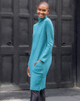 Chunky Ribbed - Tunic Pocket Sweater Dress - Teal - Final Sale!