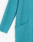 Chunky Ribbed - Tunic Pocket Sweater Dress - Teal - Final Sale!