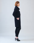 Ribbed - Cowl Turtleneck Tunic Sweater Dress - Black - Final Sale!