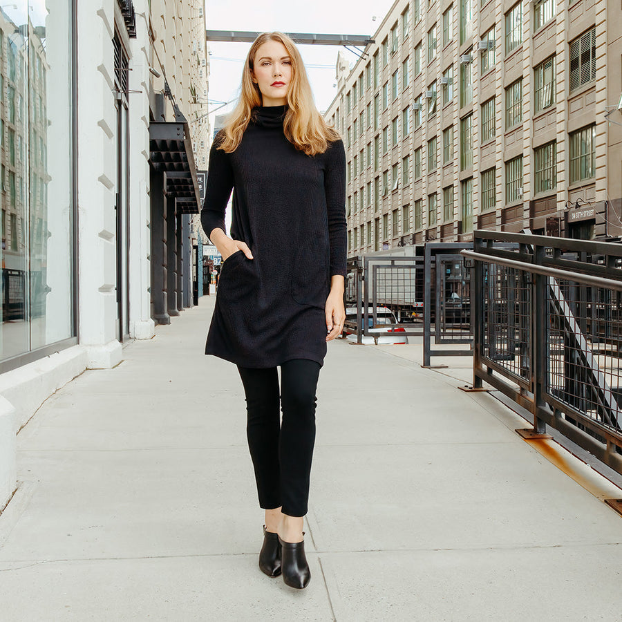 black sweater turtleneck dress Womens Black Turtleneck Tunic Sweater Dress Medium