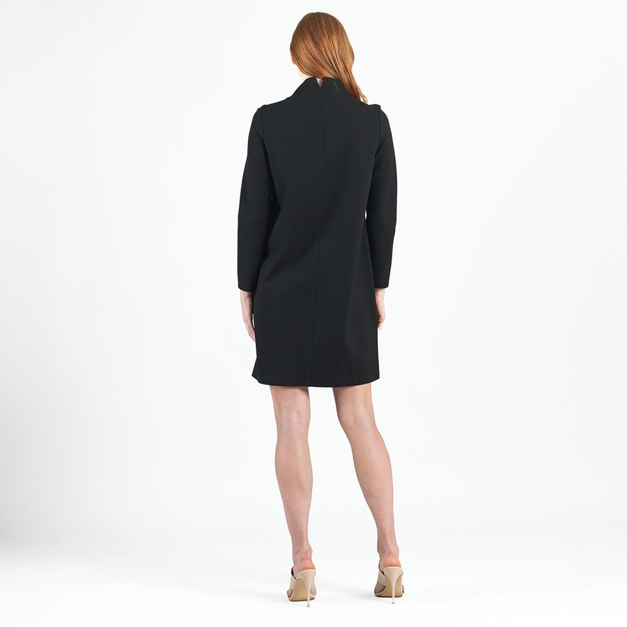 Womens Ponte Knit Tunic Sweater Dress Black Womens Ponte Knit Tunic Sweater Dress Black