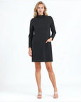 Ponte Knit - Funnel Neck Tunic Sweater Dress - Black - Final Sale!