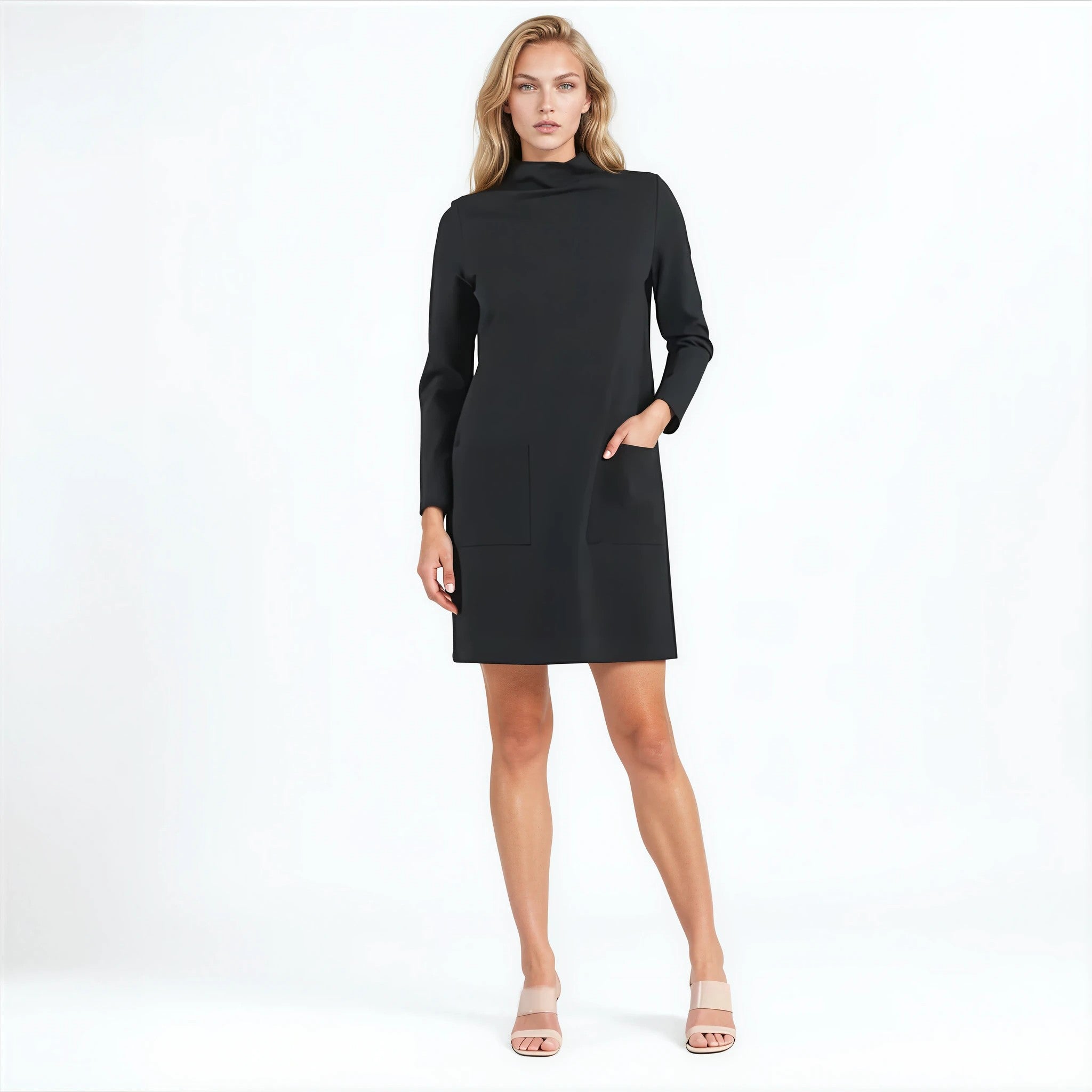 tunic knit dress Womens Ponte Sweater Black NOVA OCTO | Blue including petite and plus BYIC Style:Light Up Dress + Cape + Accessories