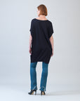 Rayon-Ponte Knit - Architectural Tunic Pocket Dress - Black - Final Sale!