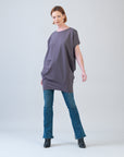 Rayon-Ponte Knit - Architectural Tunic Pocket Dress - Mocha - Final Sale!