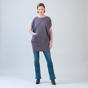 Rayon-Ponte Knit - Architectural Tunic Pocket Dress - Mocha - Final Sale!