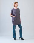 Rayon-Ponte Knit - Architectural Tunic Pocket Dress - Mocha - Final Sale!