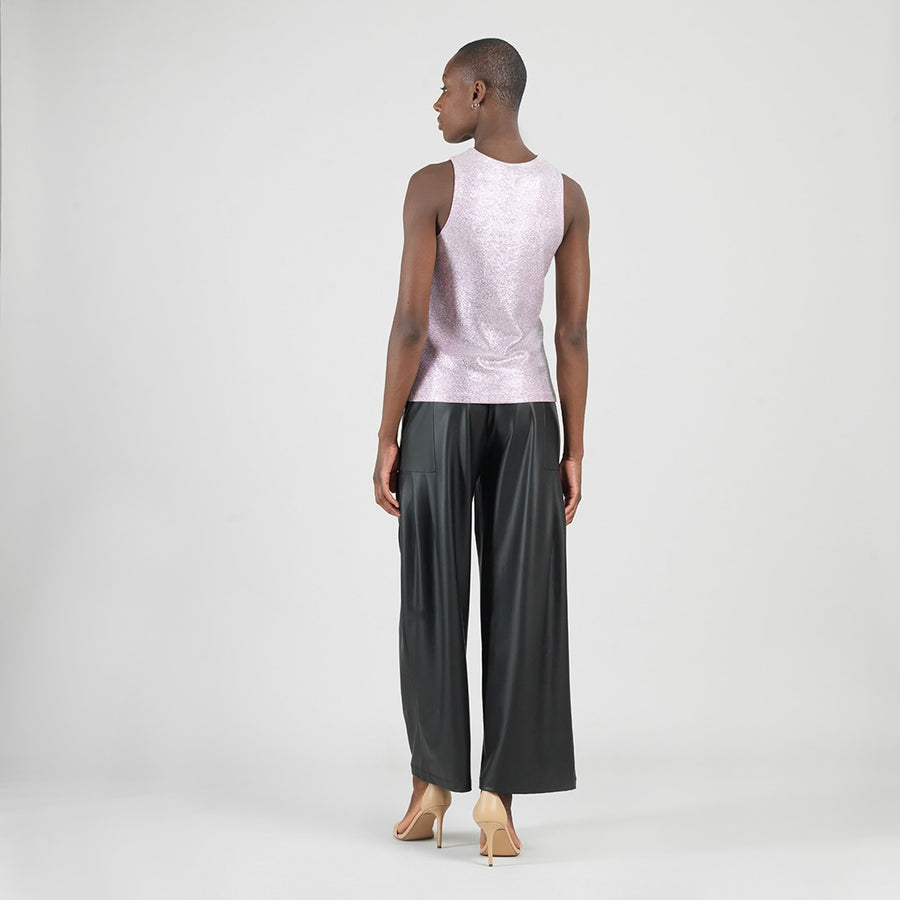Glitter Foil - Jewel Neck Tank - Pink