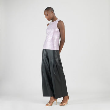 Glitter Foil - Jewel Neck Tank - Pink