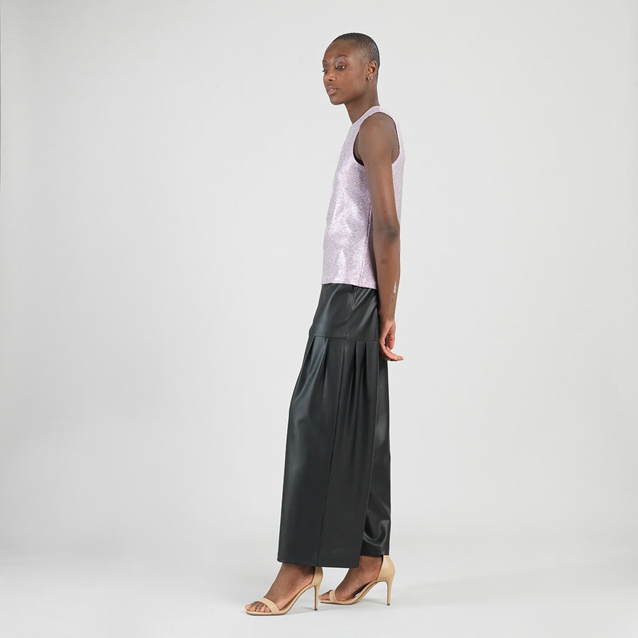 Glitter Foil - Jewel Neck Tank - Pink