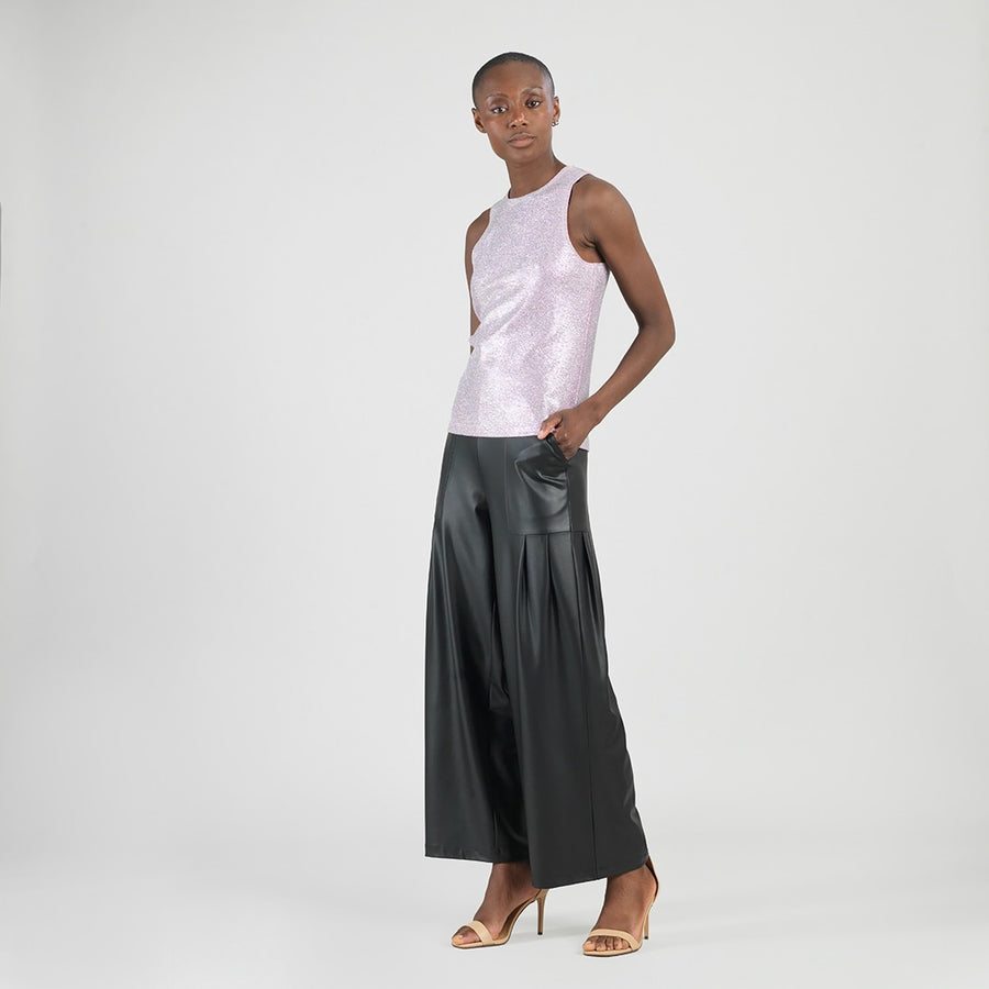 Glitter Foil - Jewel Neck Tank - Pink