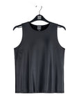 Liquid Leather™ Sheen Two-Tone Jewel Neck Tank - Black