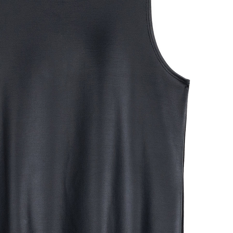 Liquid Leather™ Sheen Two-Tone Jewel Neck Tank - Black