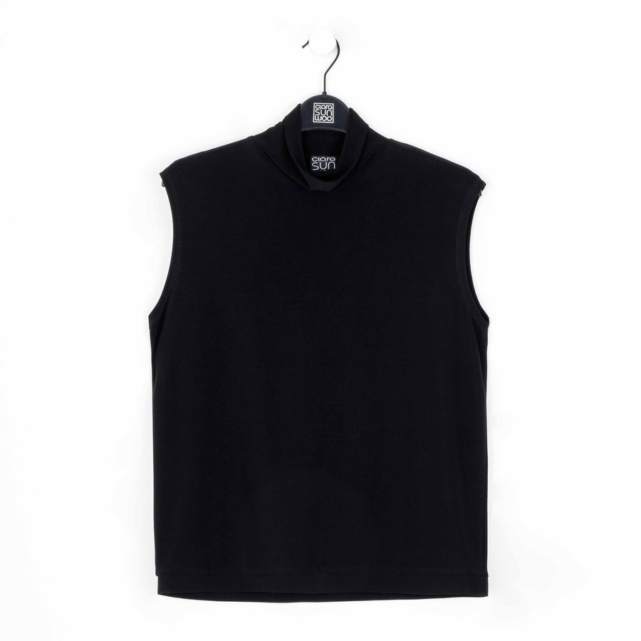 Mock Neck Box Tank - Black