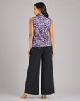 Foil Knit - Mock Neck Box Tank - Plum Cheetah - Final Sale