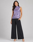 Foil Knit - Mock Neck Box Tank - Plum Cheetah - Final Sale