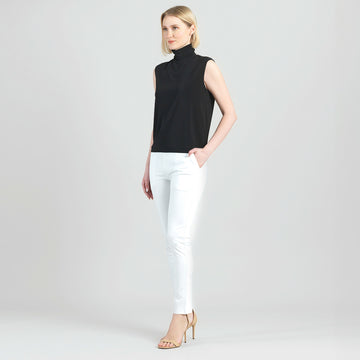 Rayon-Ponte Knit - Straight Leg Pocket Pant - White