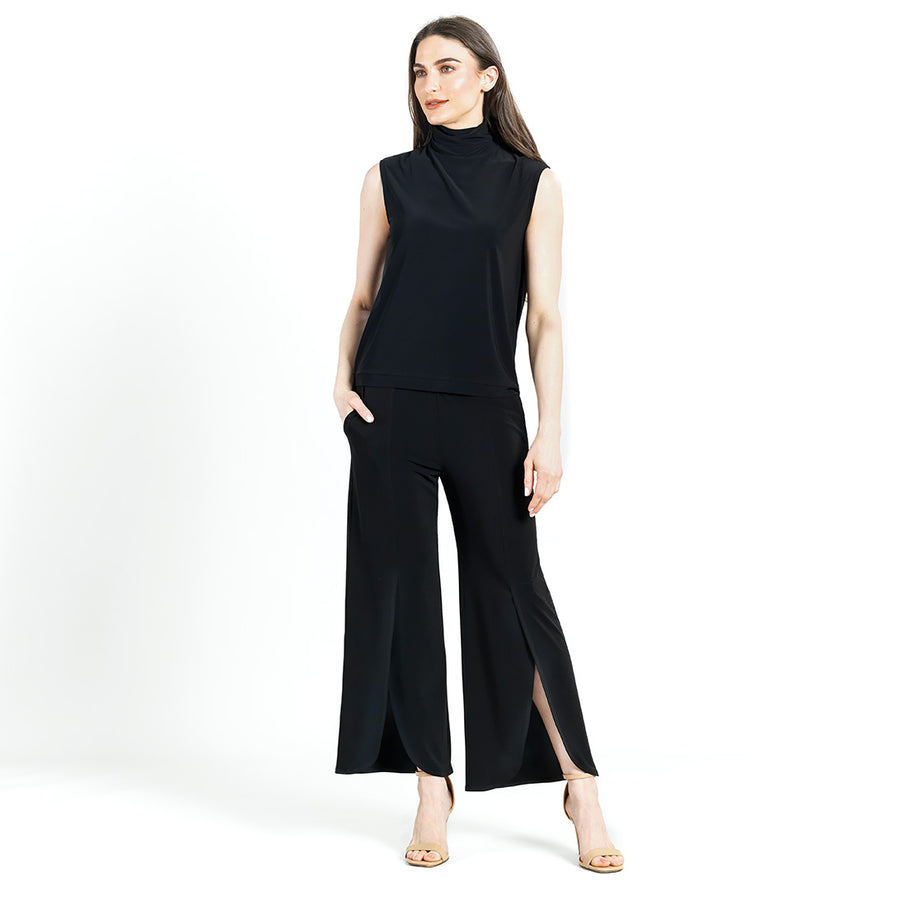 Front Slit Ankle Petal Pant - Black