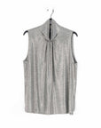 Glimmer Lamé - Sleeveless Pleated Detail Tank - Silver