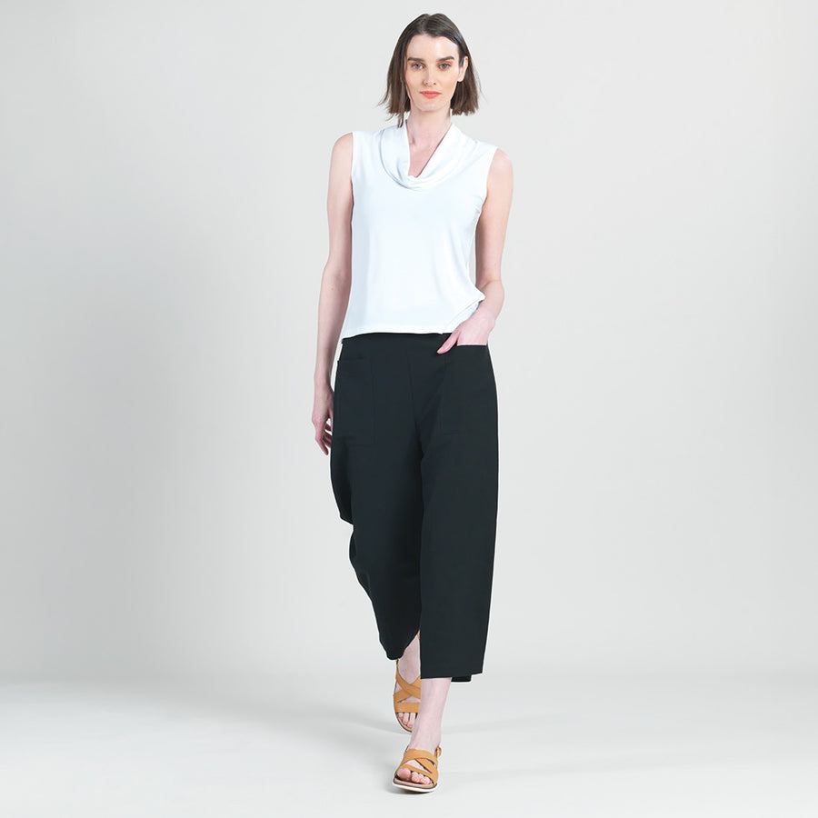 Sleeveless Draped Cowl Neck Top - White