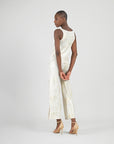 Foil Sheen - Cowl Neck Draped Tank - Champagne
