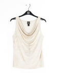 Foil Sheen - Cowl Neck Draped Tank - Champagne