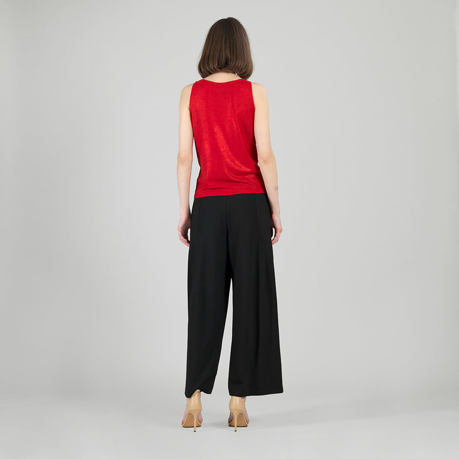 Glimmer Speck - Cowl Neck Draped Tank - Red