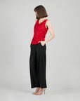 Glimmer Speck - Cowl Neck Draped Tank - Red