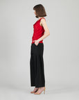 Glimmer Speck - Cowl Neck Draped Tank - Red