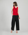 Glimmer Speck - Cowl Neck Draped Tank - Red