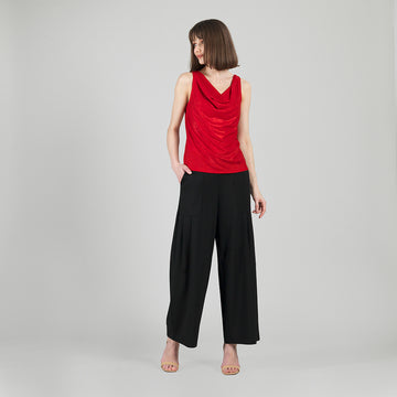Glimmer Speck - Cowl Neck Draped Tank - Red