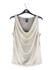 Shimmer Foil Lamé - Cowl Neck Draped Tank - Champagne - Final Sale!