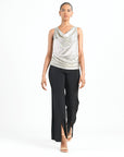 Shimmer Foil Lamé - Cowl Neck Draped Tank - Champagne - Final Sale!
