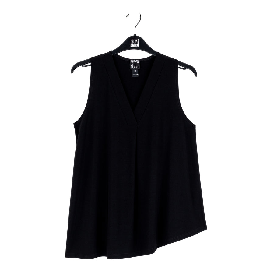 Asymmetrical Tunic Tank - Black