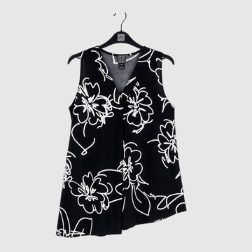 Crepe Knit - Asymmetrical Tunic Tank - Blossom Sketch - Final Sale