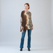 Cozy Knit - Poncho Sleeve Sweater Tunic - Animal Ombré - Final Sale!