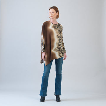 Cozy Knit - Poncho Sleeve Sweater Tunic - Animal Ombré - Final Sale!