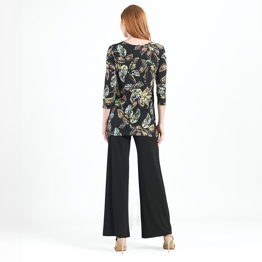 Side Vent Kerchief Hem Tunic - Leaf Colorburst - Final Sale!