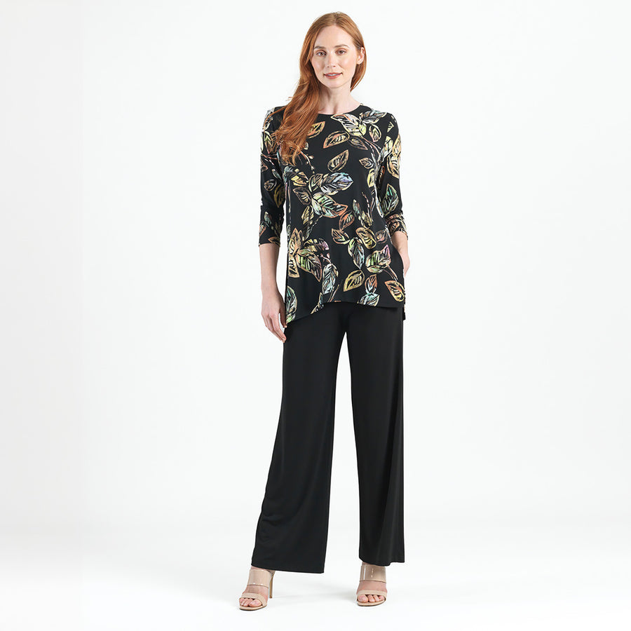Side Vent Kerchief Hem Tunic - Leaf Colorburst - Final Sale!
