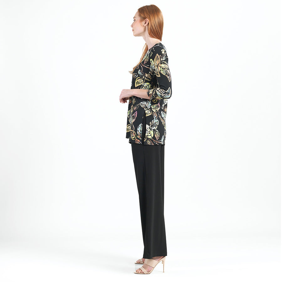 Side Vent Kerchief Hem Tunic - Leaf Colorburst - Final Sale!