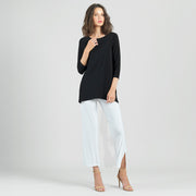 Side Vent Kerchief Hem Tunic - Black - Clara Sunwoo