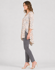 Light Knit - V-Neck Envelope Hem Tunic - Sunburst Mandala - Final Sale